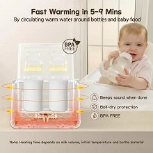 Baby Bottle Warmer - Bundle of Joy Baby Basics Fast Baby Double Bottle Warmer for breastmilk and Formula, Multipurpose with Digital Display, Black